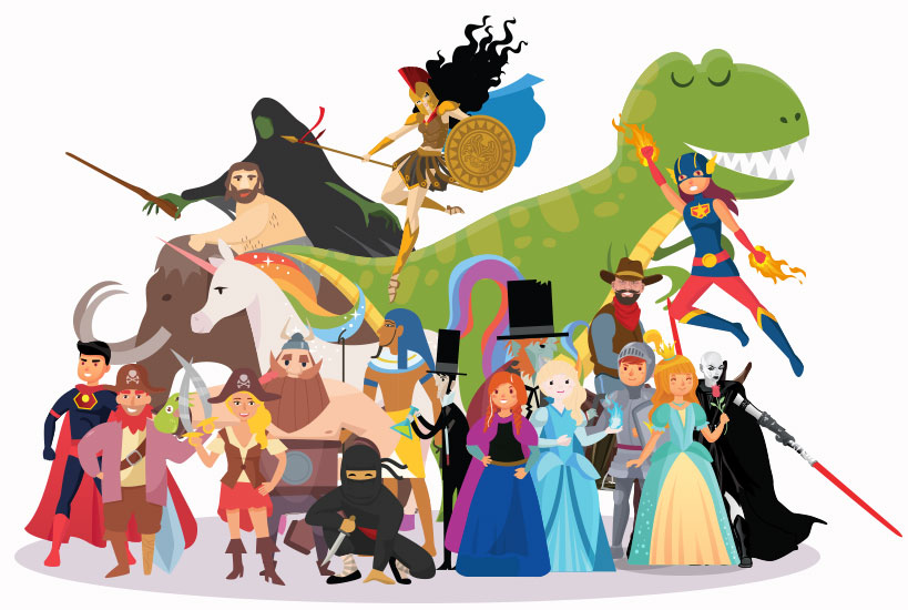 Characters from our themed birthday parties