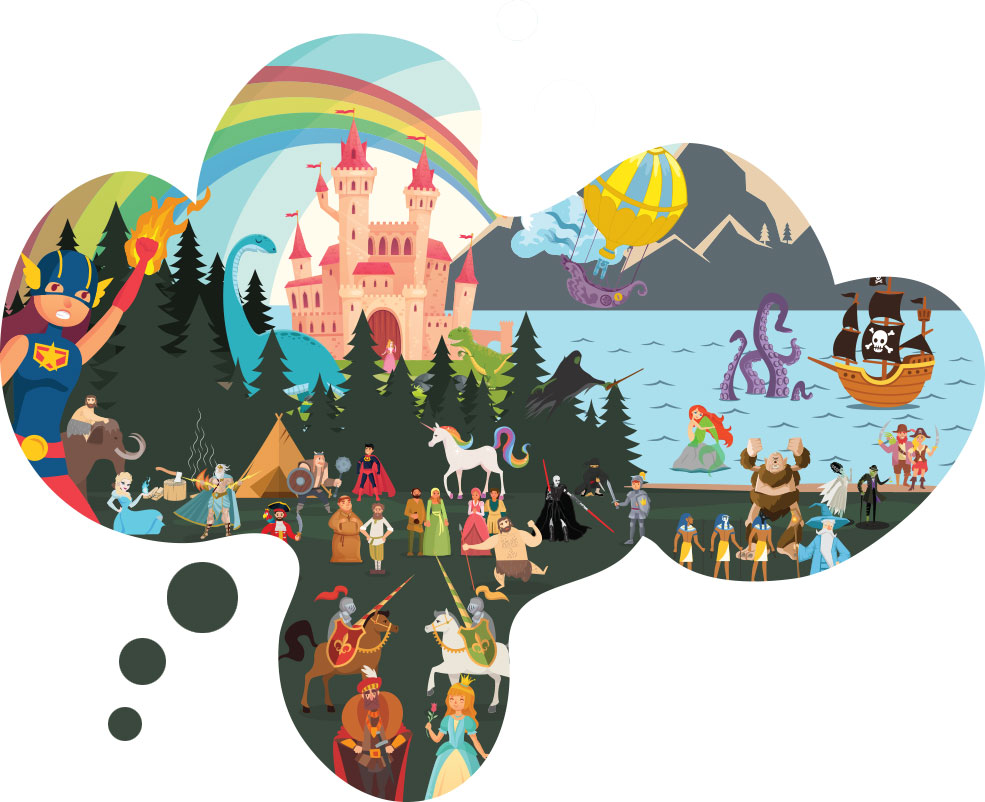 Kids in a themed adventure birthday party